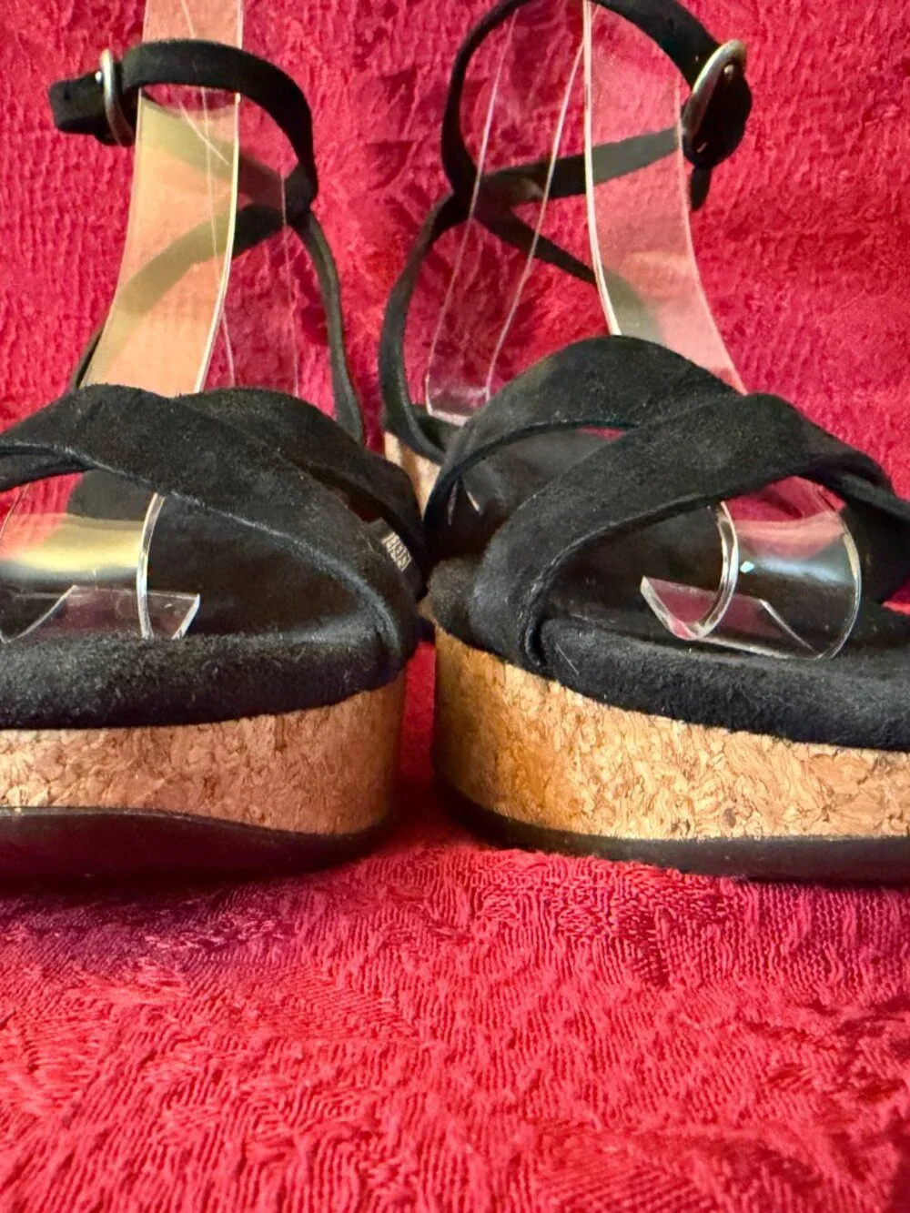 Ugg Uma Platform Black Suede Wedge Sandal Sz 10